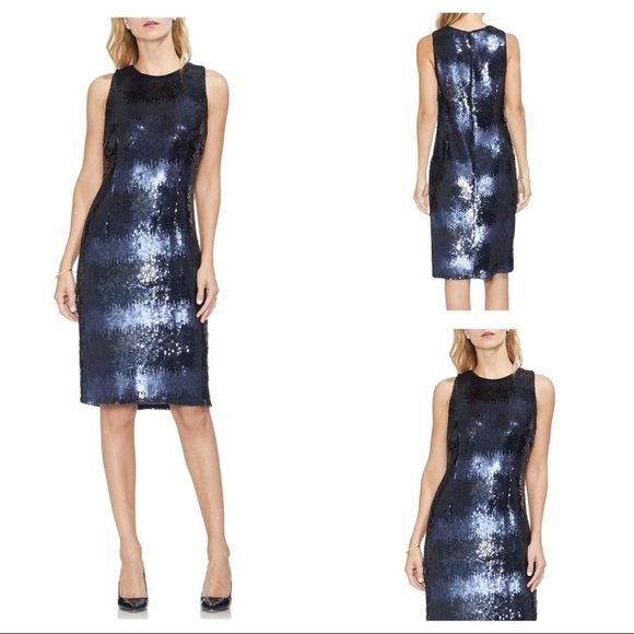 VINCE CAMUTO
Sleeveless Ombre Sequined Dress In Classic Navy size 0 - Picture 3 of 9